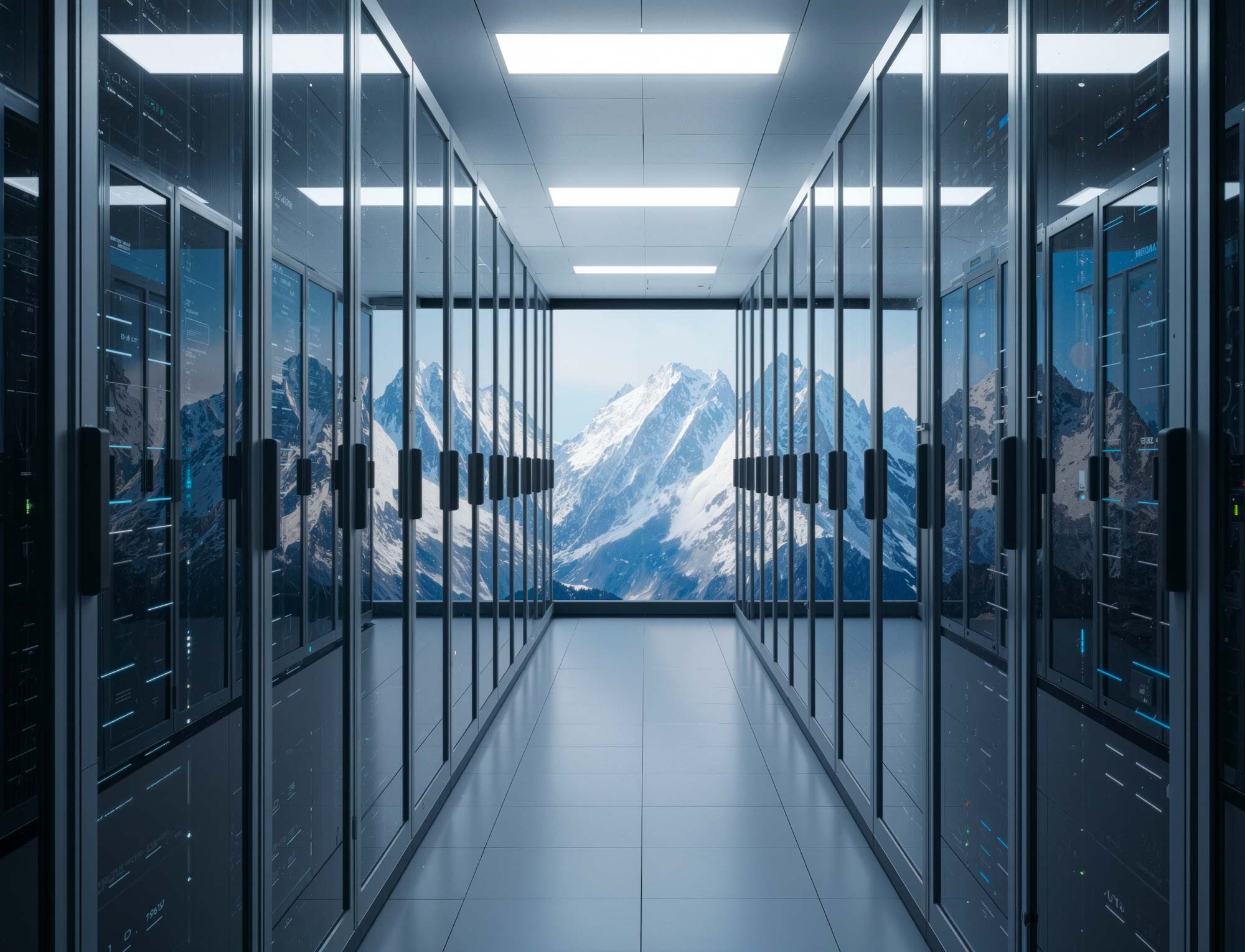 Data center corridor with server racks using 800V DC power and solid-state circuit breaker protection